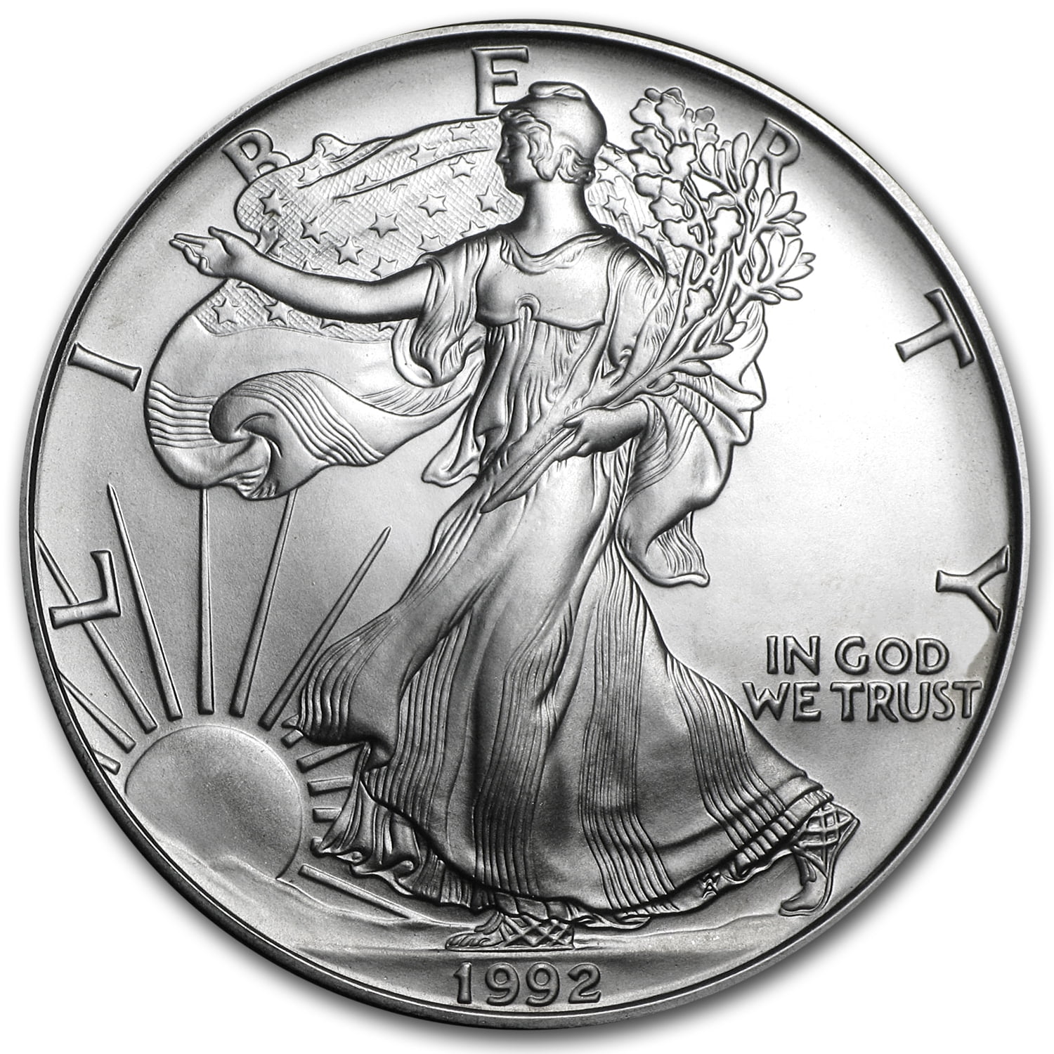 1992-1 Ounce American Silver Eagle Low Flat Rate Shipping .999 Fine Silver Dollar Uncirculated US Mint 