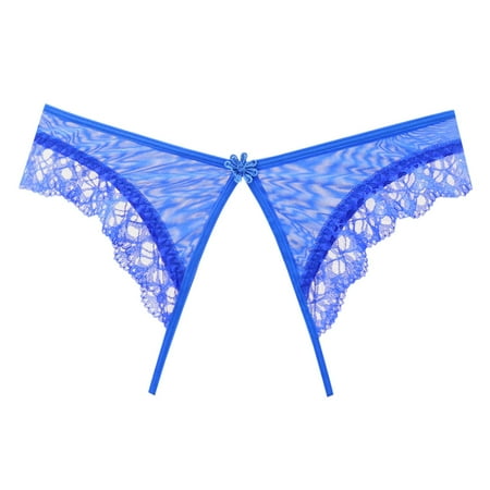 

Womens Panties Slit Lace Thong Low Waist Lace Trim T Panties Size 9 Womens Underwear