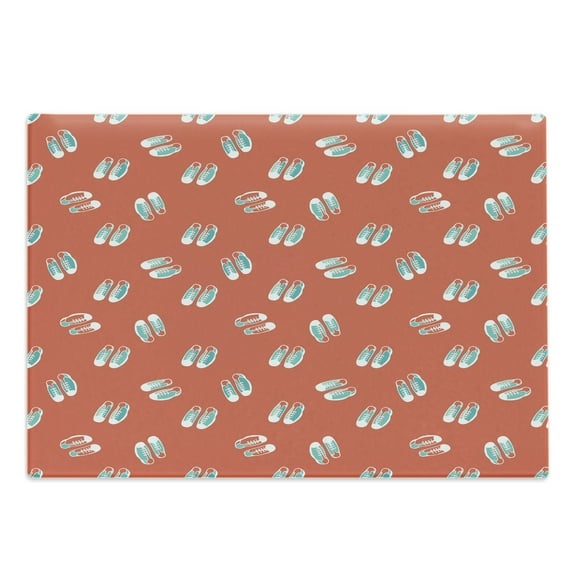 Shoes Cutting Board, Sports Sneakers Doodles Running Shoelaces Sportive Style Footwear, Decorative Tempered Glass Cutting and Serving Board, in 3 Sizes, by Ambesonne