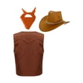 thumbnail image 2 of iEFiEL Kids Girls Boys Western Cowboy Fancy Dress Up with Suede Tassel Vest Jacket Hat Bandanna Outfit Orange 12, 2 of 5
