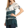 thumbnail image 3 of Sakkas Allegra Women's Short Sleeve Loose Fit Casual Tie Dye Blouse Tunic Shirt - TealBlue - Plus Size, 3 of 5