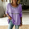 thumbnail image 6 of hotojiny Womens Summer Tops Boho 3/4 Sleeve Scoop Neck Casual Loose Blouses Lightweight Lace Trim Fashion Spring Shirts, 6 of 7