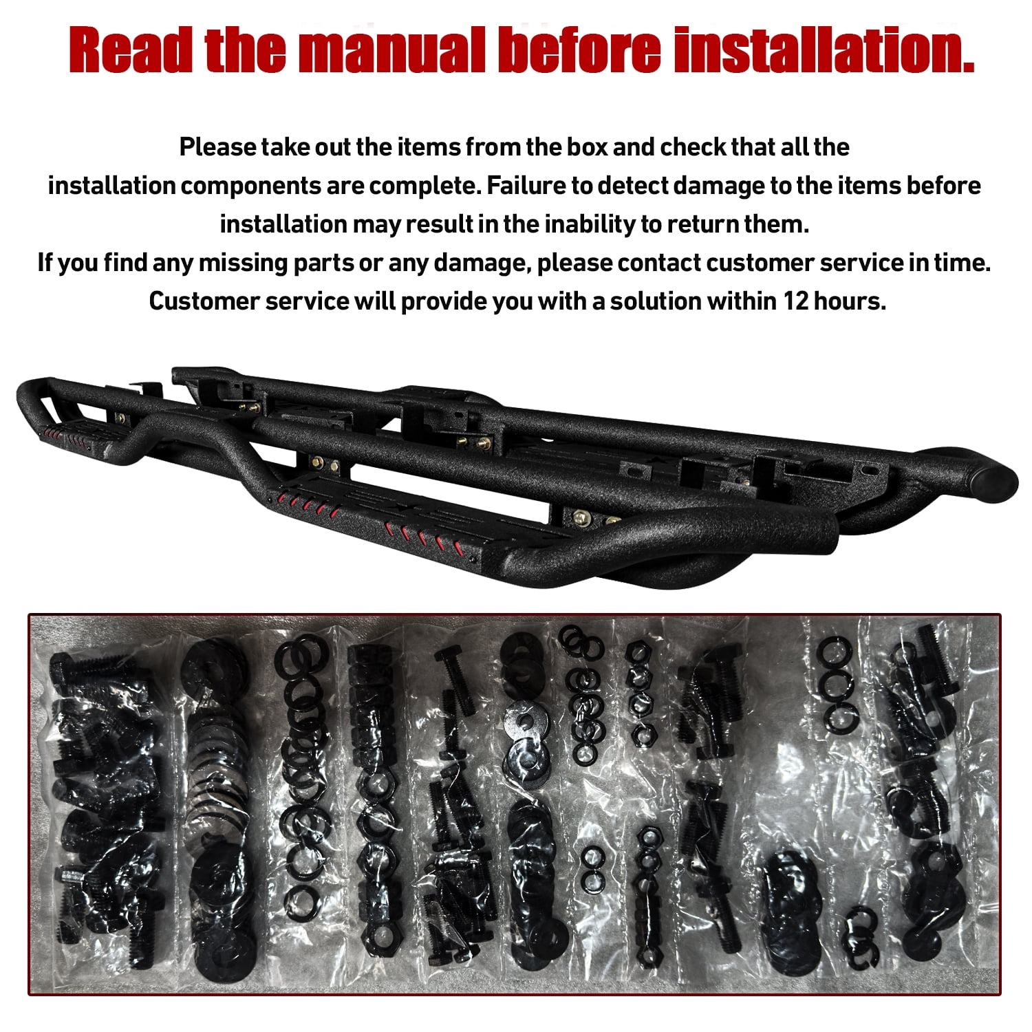 Vijay Running Boards Compatible with 2018-2019-2020-2021-2022-2023-2024-2025-2026 Jeep Wrangler JL 4-Door A Pair Bolt-on Side Steps Rails Steel Nerf Bars Textured Black Steel