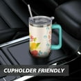 thumbnail image 7 of 40oz Pioneer Colorful Floral Stainless Steel Flip Straw Tumbler with Lid and Straw Spill Proof Travel Cup Double Wall Vacuum Insulated Coffee Mug with Handle Greenish-blue, 7 of 7