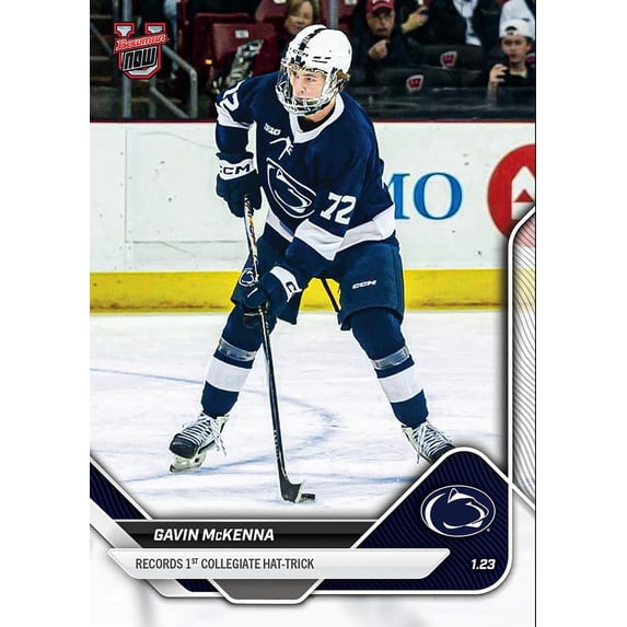 2025 Topps Bowman U Now Gavin McKenna #3 Records 1st Collegiate Hat Trick Penn State Nittany Lions Rookie RC Hockey Card