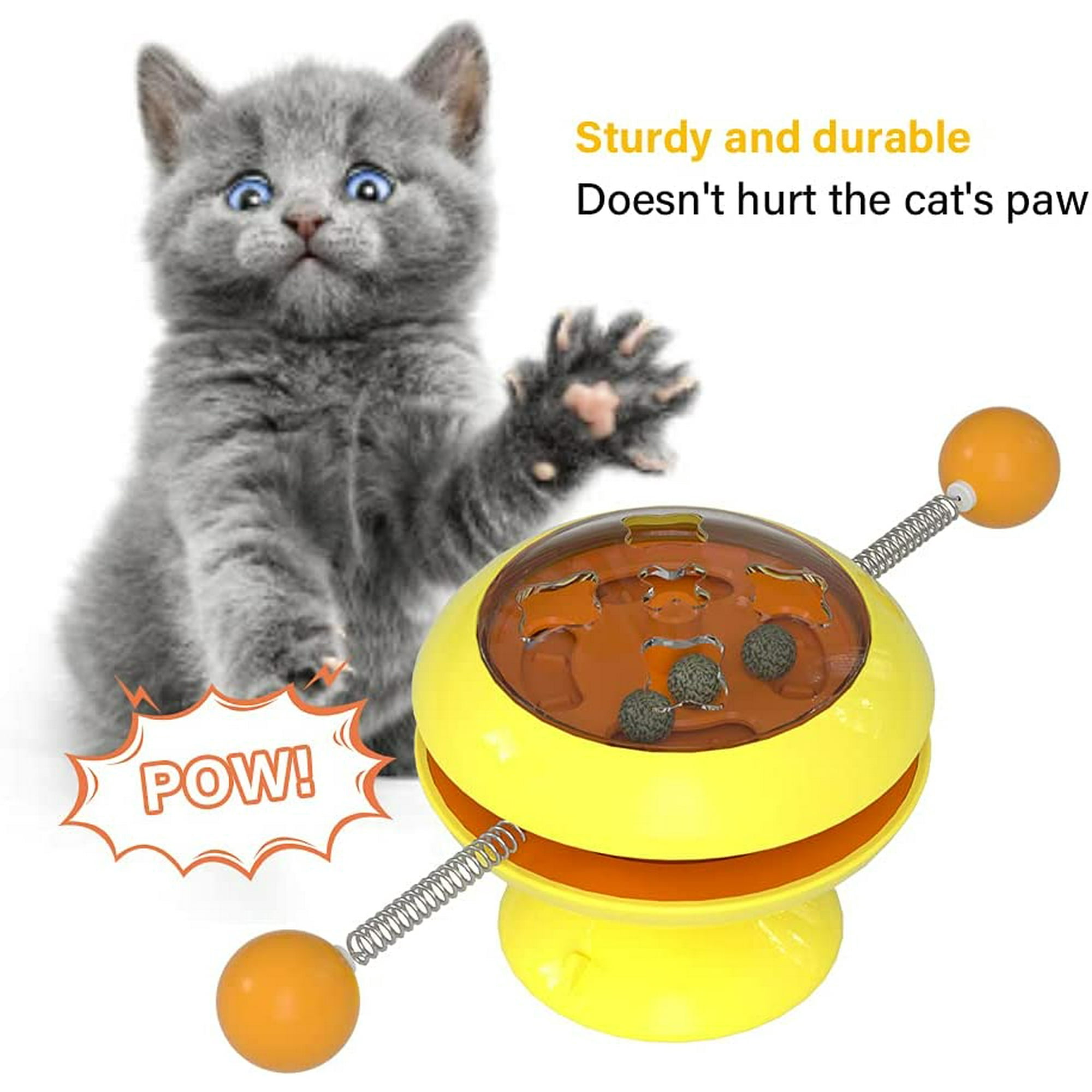 Iguohao Interactive Rotary Cat Toy Spinning Top Cat Toy Turntable With 3 Catnip 2 Spring Balls Windmill Cat Toys For Indoor Cats Interactive