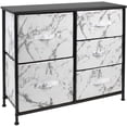 thumbnail image 1 of Sorbus Commode avec 5 Tiroirs - Cadre Noir, Tiroirs en Marbre Blanc, 1 of 7