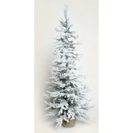 UPC 746427489652 product image for Pack of 2 White Flocked Trees with Burlap Base and 100 Clear Bright Lights 48