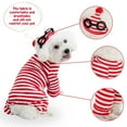 thumbnail image 3 of MYATED 2PCS Red and White Striped Dog Shirt with Matching Hat, Holiday Halloween Christmas Pet Clothes for Puppy Party, Medium, 3 of 6
