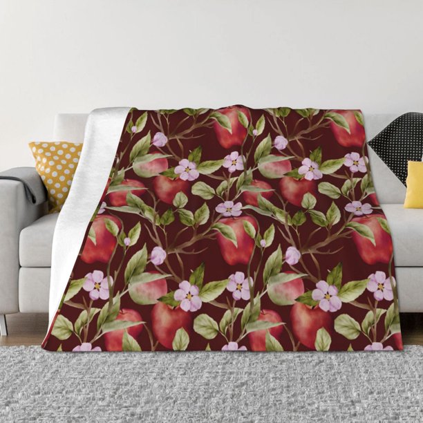 Balery Leaf And Fruit Manta de Franela con Dibujo, Lujo Ultra Suave y Cálido, Antipelusa y Resistente a las Arrugas para Cama, Sofá, Camping -40"x30"