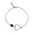 thumbnail image 1 of Heart Double Sided Evil Eye Adjustable Bracelet Sterling Silver, 7" to 8.5", 1 of 1