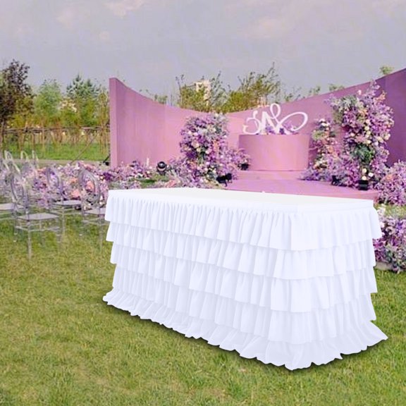 Eolstice Five-Layer Pleated Party Tablecloth, Versatile Shape Table Cover, Festive Celebration Decoration, Home Event Accessory