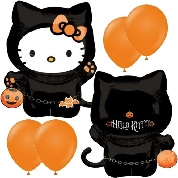 LoonBalloon 30" Large Kitty Mylar Balloon Set with 4 Latex Balloons – Cute Kitty Party & Birthday Decoration