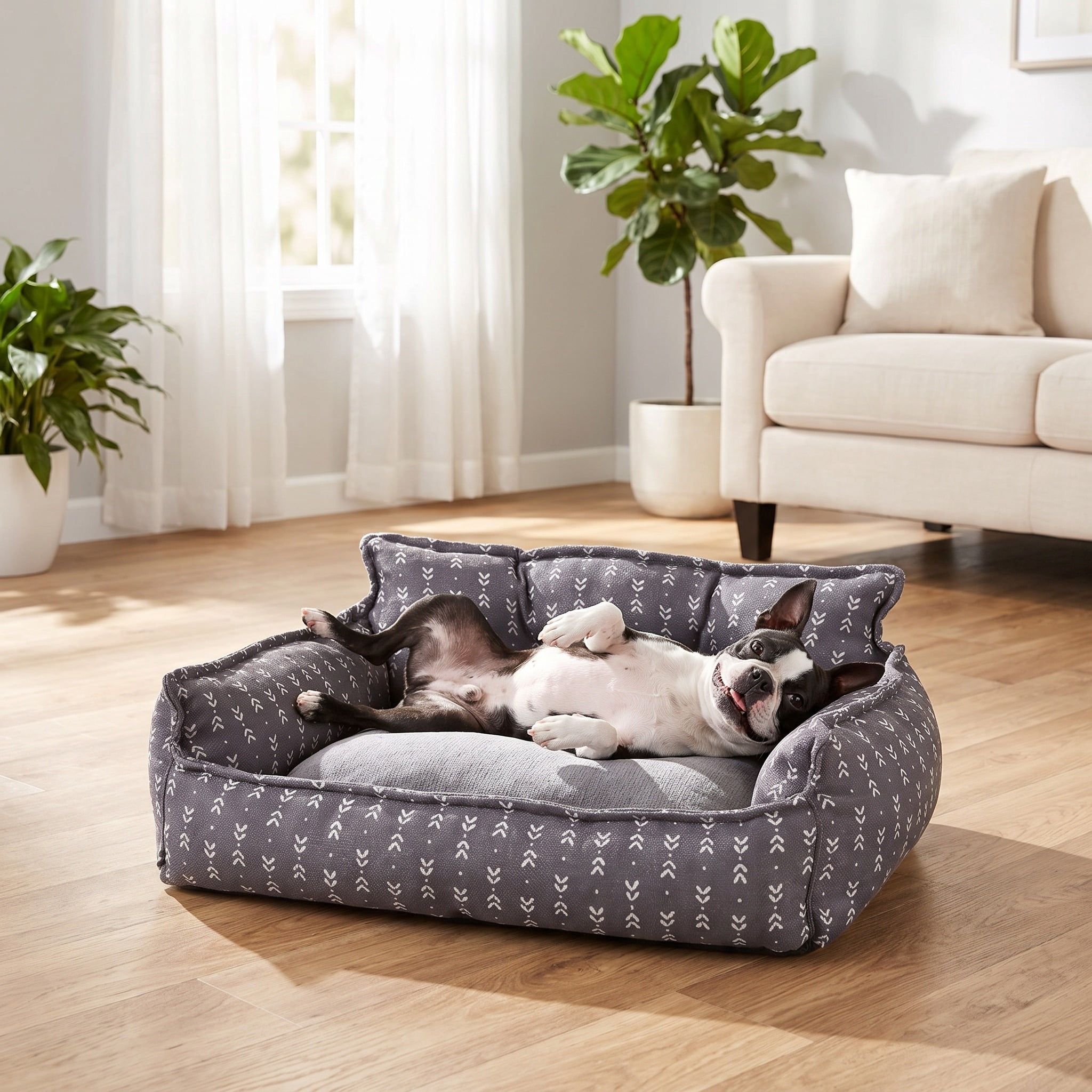 Vibrant Life Small Lounger Pet Bed, Gray, 21" x 17"