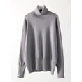 thumbnail image 1 of Suéteres de cuello alto para mujer, jerséis de punto sencillos de gran tamaño, jerséis gruesos y cálidos blancos, suéteres de gran tamaño para otoño e invierno para mujer, 1 of 5