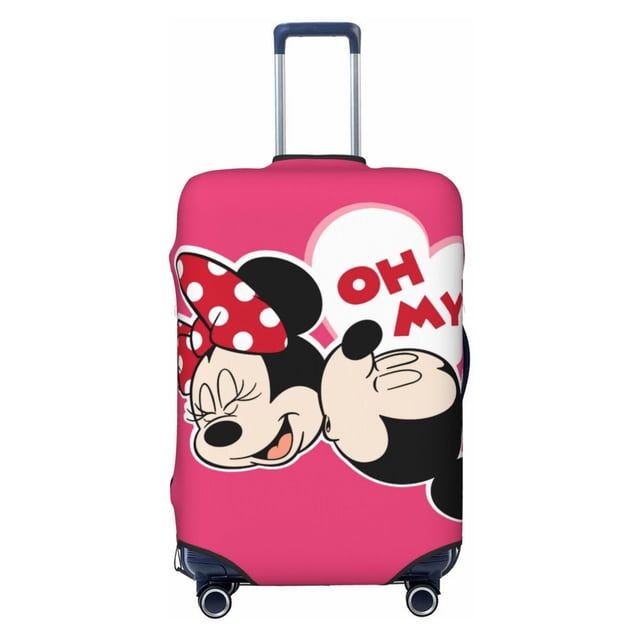 Mickey Mouse And Minnie Mouse Travel Suitcase Protective Cover Trunk Case Washable Elastic Luggage Cover Fits 18"-21" Suitcase Protector Baggage With Concealed Zipper Gifts For Women Girls