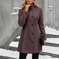 thumbnail image 5 of Chiccall Women's Lapel Wool‑Blend Trench Coat, Long‑Sleeve Button‑Down Mid‑Length Outerwear, Casual Fall Winter Fashion Overcoat for Women, 5 of 10