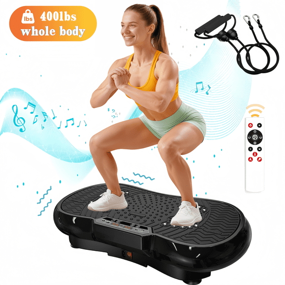 LNOW Vibration Plate Exercise Machine, Vibrating Muscle Toner for Fat Burning, Whole Body Workout Vibration Platform with Bluetooth & Massage Pedals for Home Fitness 400lbs