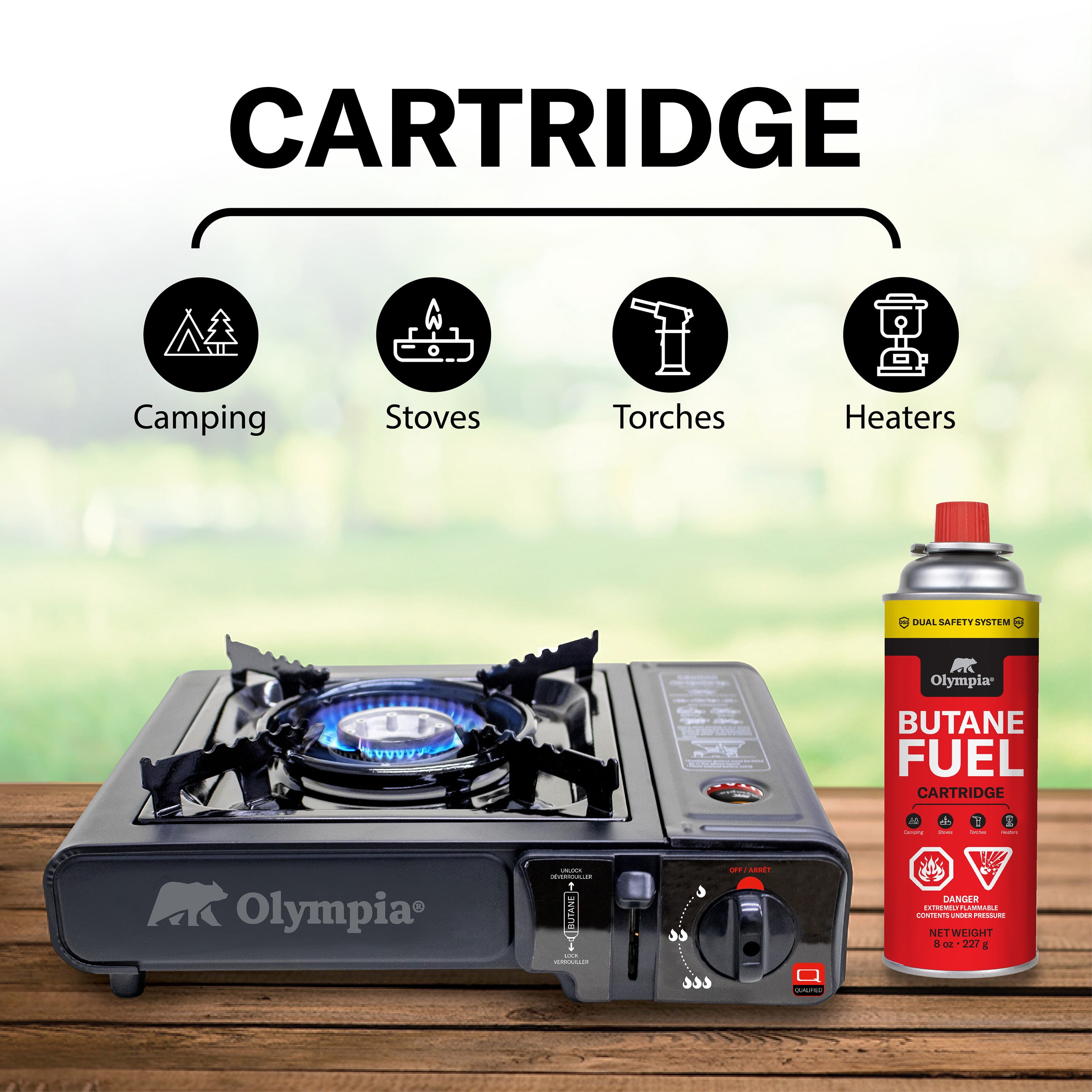 Olympia Brand Butane Gas Cartridge – 8oz (227g) - for Stoves & Portable Appliances. 1 Canister.