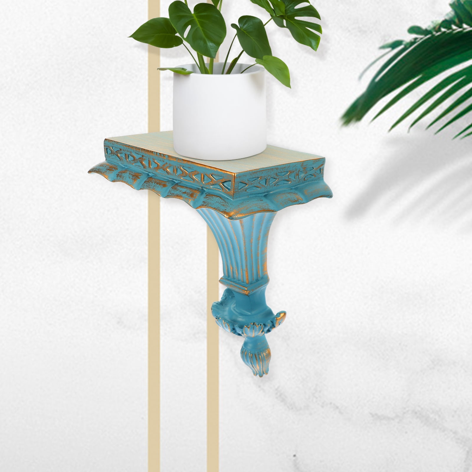 Zehuanyu  Nordic Style Storage Holder Resin Floating Shelf Wall Macrame Hanging Vintage Sky-blue
