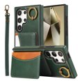thumbnail image 7 of for Samsung Galaxy S23 Ultra Wallet Case with Card Slots, Hand Wrist Strap Rotate Ring Design, Finger Grip Ring PU Leather Magnetic Button Shockproof Purse Phone Cover for Galaxy S23 Ultra, Green, 7 of 7