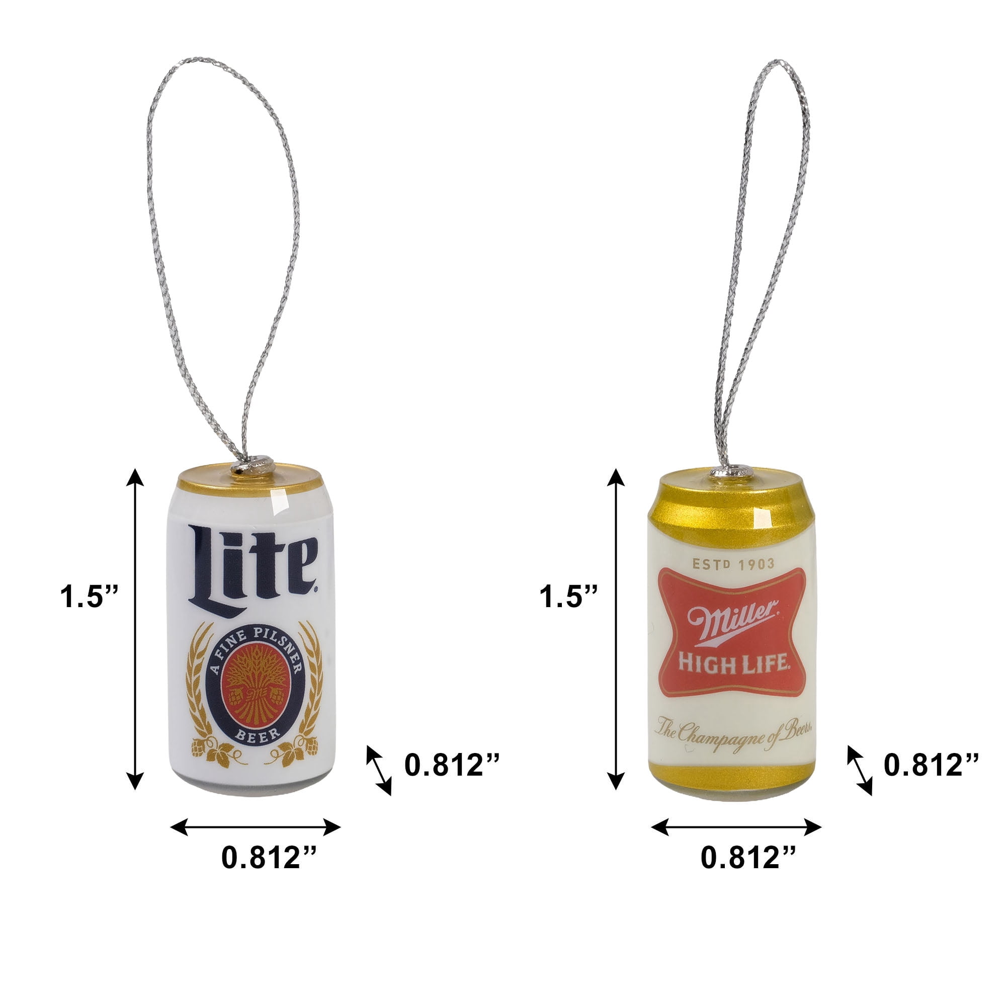 Miller Lite & Miller High Life Mini Can Ornament 2-pack Collectible Holiday Decor
