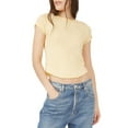 thumbnail image 3 of EYIIYE Hauts Basiques Unis pour Femmes, Blouses Ajustées à Col Rond, T-shirt à Manches Courtes, Ourlet Roulé, Hauts Courts pour Adolescentes pour l'Été, 3 of 6