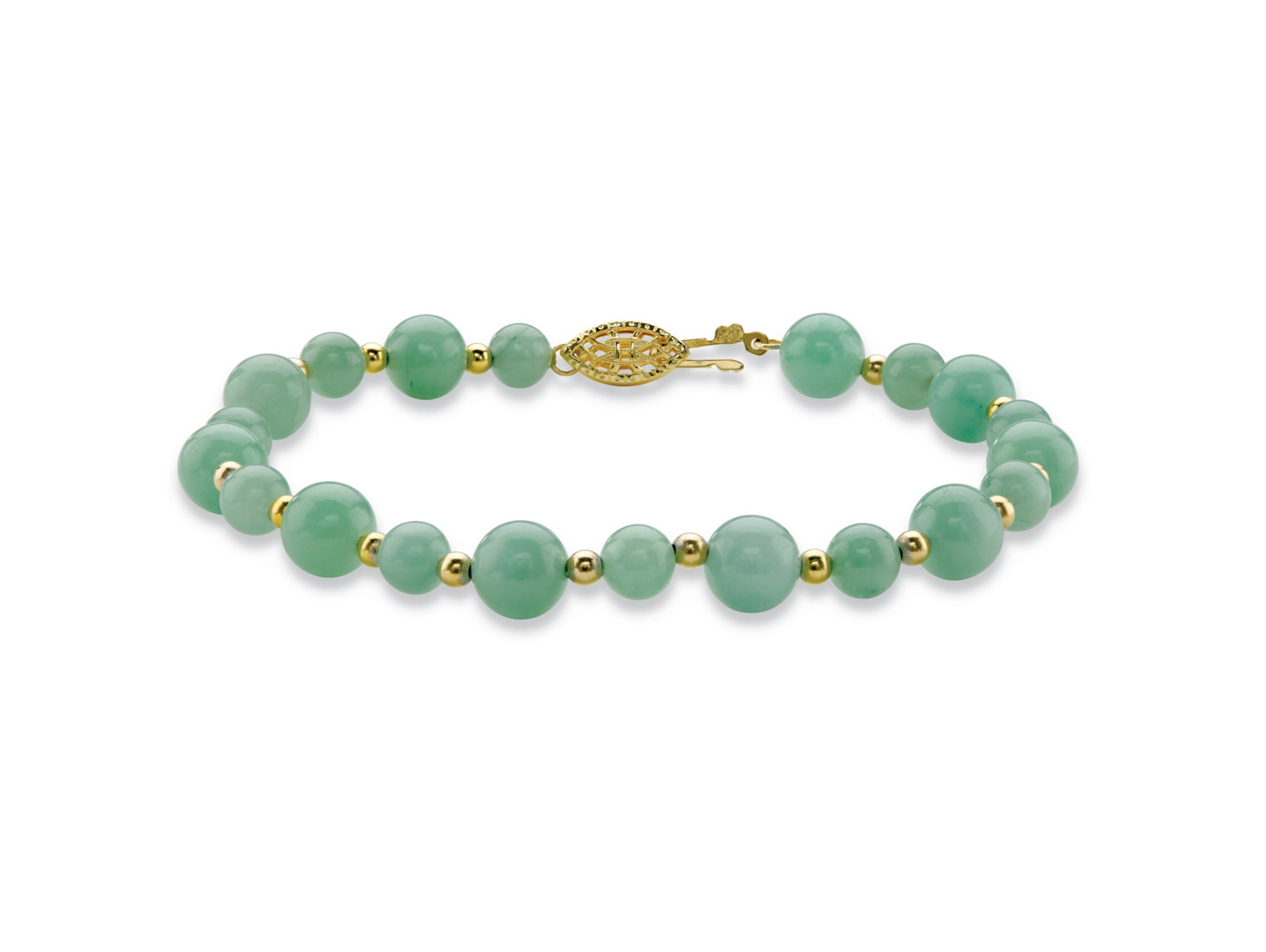 EvaDane Natural Green Stripe Jade Gemstone Tibetan Bead Alphabet Letter G Charm Stretch Bracelet 
