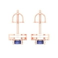 thumbnail image 4 of 14K Solid Gold Screw Back Stud Earrings for Women | 1.24 cttw Round Cut Simulated Tanzanite | Rose Gold, 4 of 5