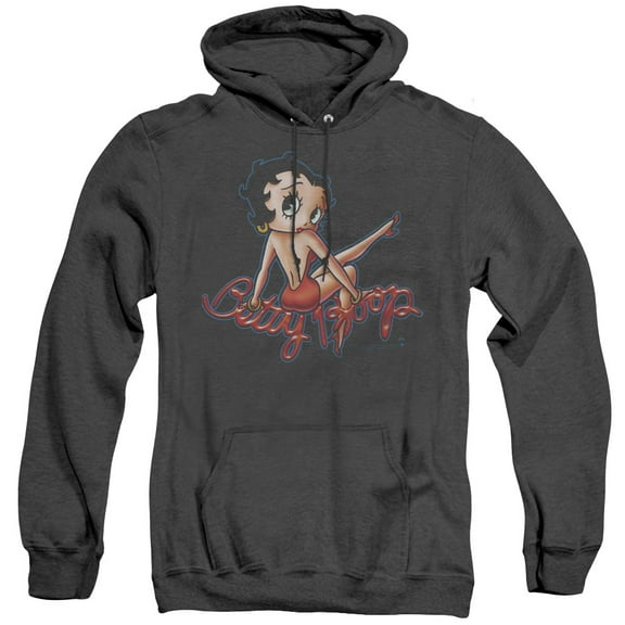 Betty Boop Bettys Back Adult Heather Hoodie Sweatshirt Black