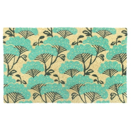 RugSmith Machine Tufted Blue Floral Indoor and Outdoor Coir Doormat, 18" x 30"