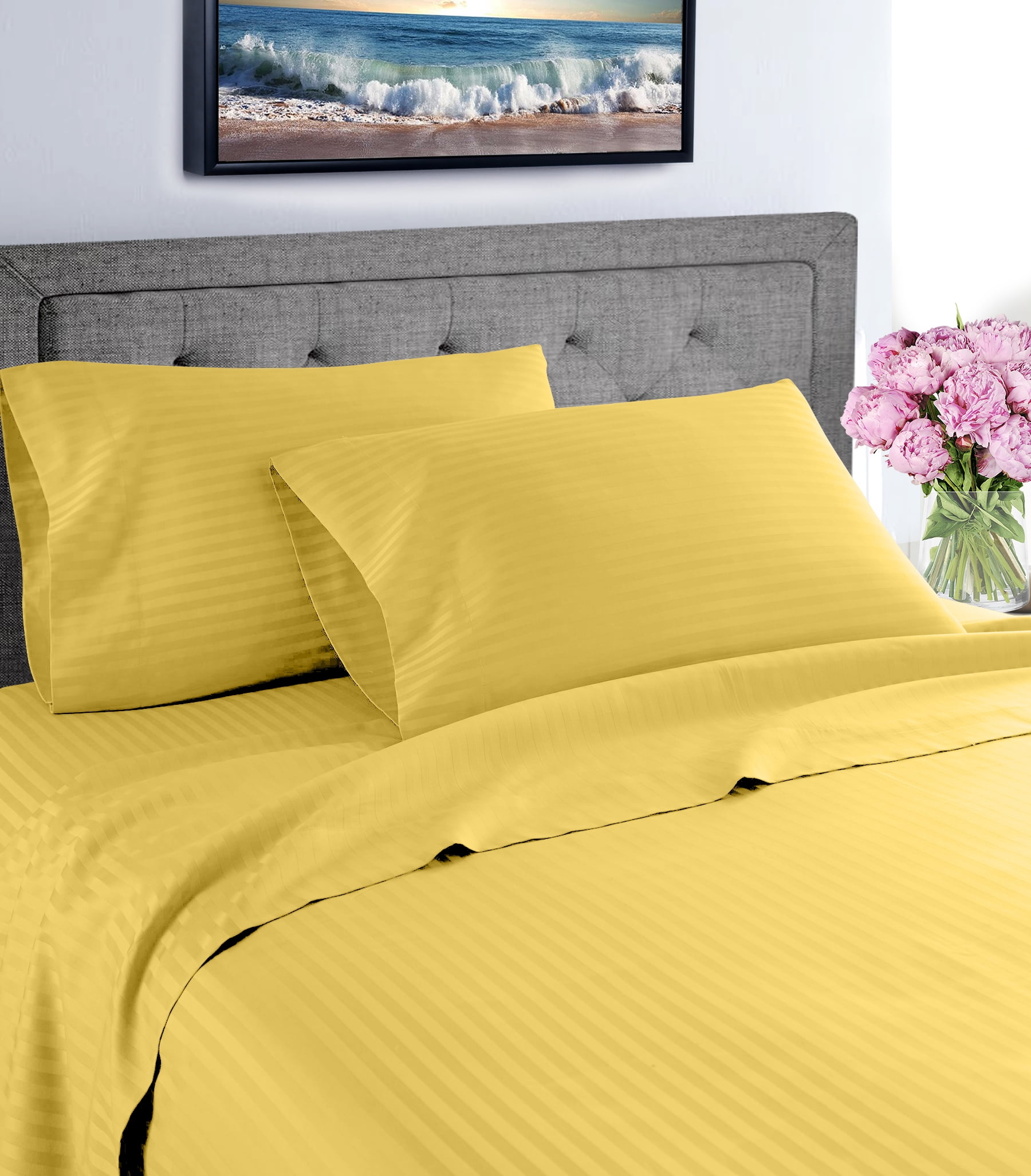100% Cotton Elegant Bedding's 1800TC Luxury Hotel Stripe Pillowcases 