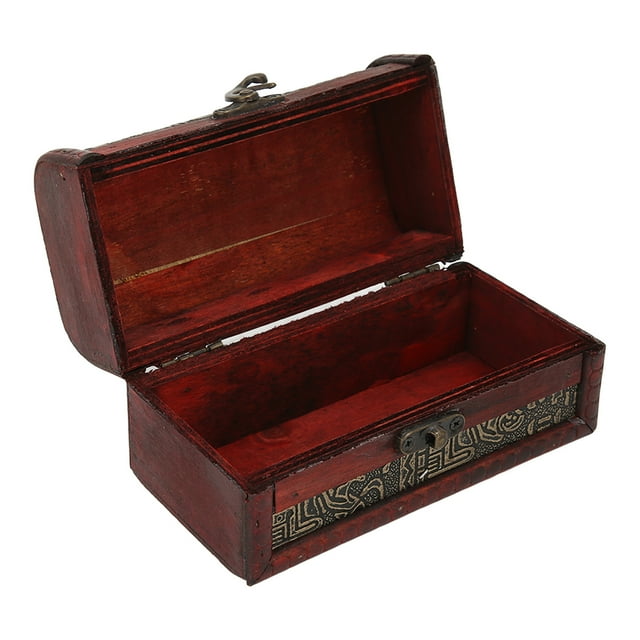 Coffret au Trésor en Bois Style Rétro Petit Portable Exquis Durable Large Application Boîte à Bijoux Vintage
