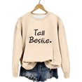 thumbnail image 5 of Women Crew Neck Pullover off The Shoulder Sweatshirt for Women Blue Women's Tall English Letters Printed off Shoulder Sleeves Hoodless Pullover Sweatshirt Round Neck Sweatshirt L, 5 of 5