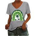 thumbnail image 3 of lcziwo Prime Today, St Patrick's Day Cotton Shirt for Women Fashion Letter Graphic Tee Tops Loose Casual U Neck Short Sleeve Tshirts Summer Athletic Blouses Gray M, 3 of 5