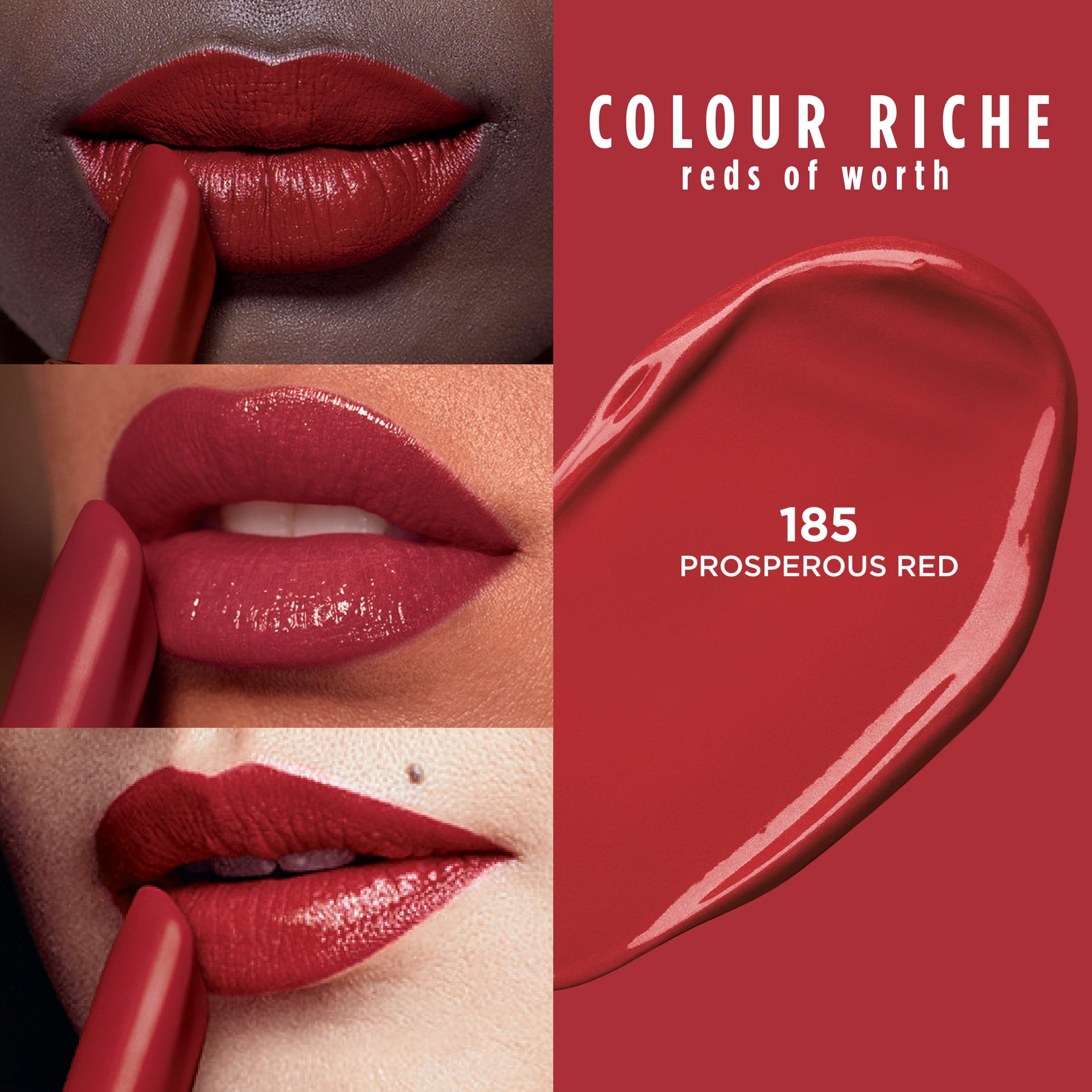 (2 pack) L'Oreal Paris Colour Riche Reds of Worth Satin Lipstick, 185 Prosperous Red