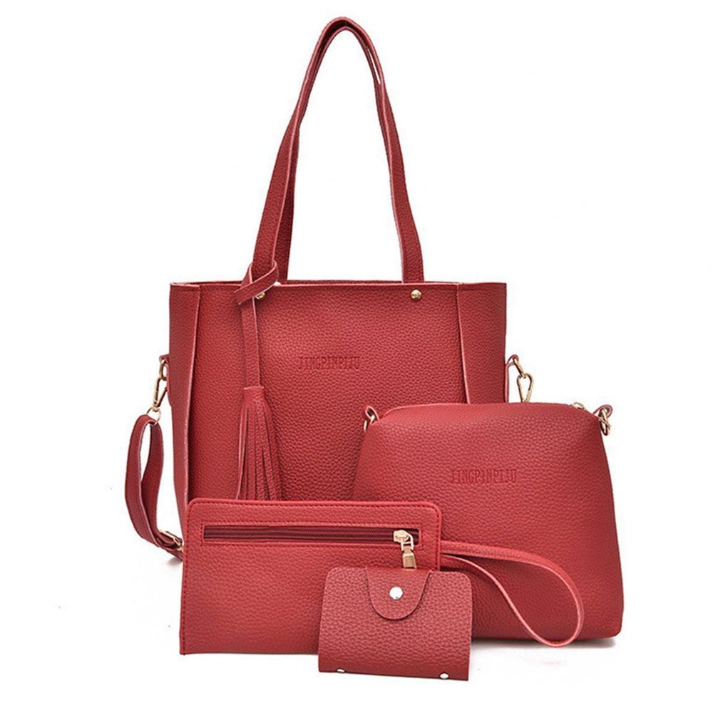 Lot De 4 Sacs à Main Femme En PU - Sac Cabas, Bandoulière, Pochette Et Porte-cartes - Moderne