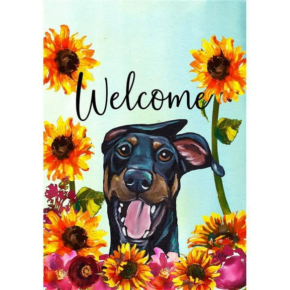 Best of Breed HH630151 Doberman Uncropped Best of Breed HHS Welcome Garden Flag, Black & Tan