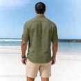 thumbnail image 4 of Kojanyu Men's Solid Cotton-Linen Blend Three-Quarter Sleeve Half V-Neck Button-Up Pullover Top Basic Casual Shirt S-XXL, 4 of 8