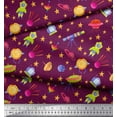 thumbnail image 3 of Soimoi Polyester Crepe Fabric Spaceship,Star & Telescope Cartoon Print Sewing Fabric Yard 52 Inch Wide, 3 of 3