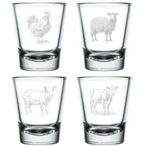 Set of 4 Shot Glasses 1.75oz Shot Glass Gift Farm Animals Collection