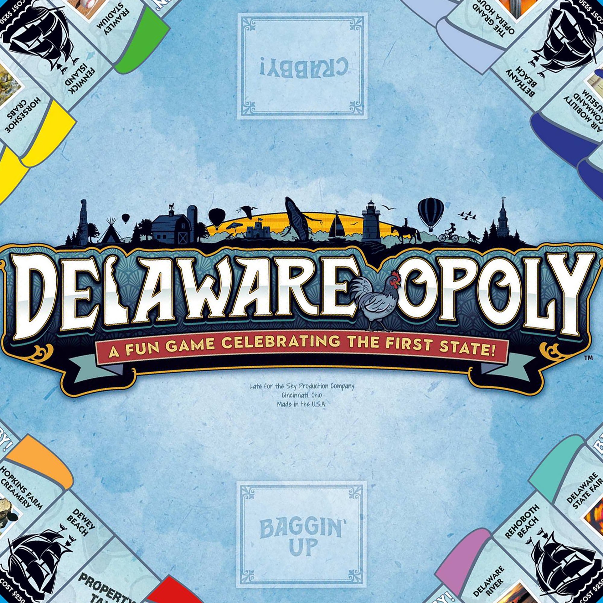 Late For The Sky: Delaware-Opoly - State Themed Opoly-Style Board Game, Landmark Properties, Family Strategy, 2-6 Players, Traditional or 1hr Version