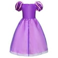 thumbnail image 2 of Uplus ME Girls Princess Costume Dress Puff Sleeve Purple Toddler Girls Halloween Costume Party Dress Up Clothes (5-6Y/120), 2 of 5