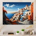thumbnail image 2 of Designart "Cityscape Popart Colorful Santorini painting III" Santorini Metal Art Print, 2 of 5