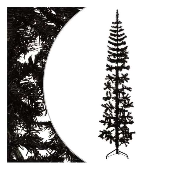 Slim Artificial Half Christmas Tree with Stand Black 6 ft