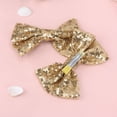 thumbnail image 4 of 3 horquillas grandes con lazo y lentejuelas para el cabello, accesorios para niñas (doradas con pinza)., 4 of 7