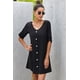 thumbnail image 4 of ABPHQTO Vestido de mujer negro con escote en V y botones en la parte delantera con lengüeta enrollable, 4 of 5