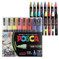 Uni POSCA PC-5M Paint Marker Set – 16 Assorted Colors, Medium Point (1.8-2.5mm), Acrylic Paint Pens for Artists