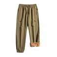 thumbnail image 1 of Pantalones largos de invierno para hombre, rectos, de terciopelo, informales, de uso diario, de rayón, 1 of 7