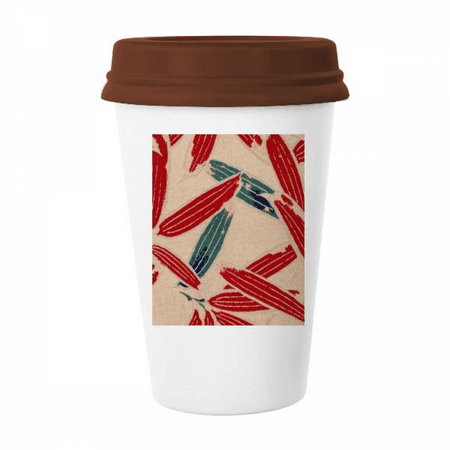 

Japanese Ukiyoe Red Blue Pattern Mug Coffee Drinking Glass Pottery Cerac Cup Lid